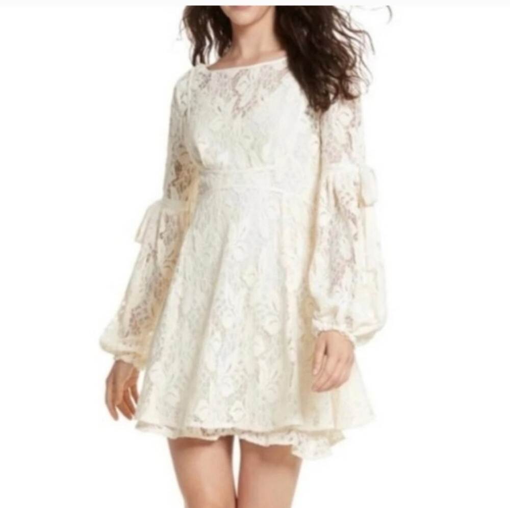 Free People Rubi Lace Dress with Balloon Sleeves